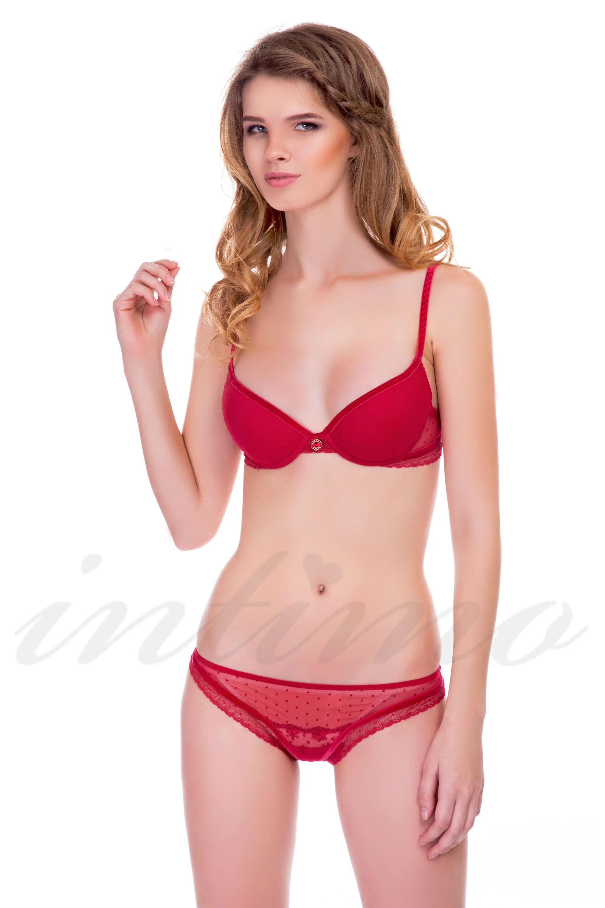 

Комплект білизни: бюстгальтер push-up та трусики стрінг Leilieve (45060) 65B/XS імперська червоний колір