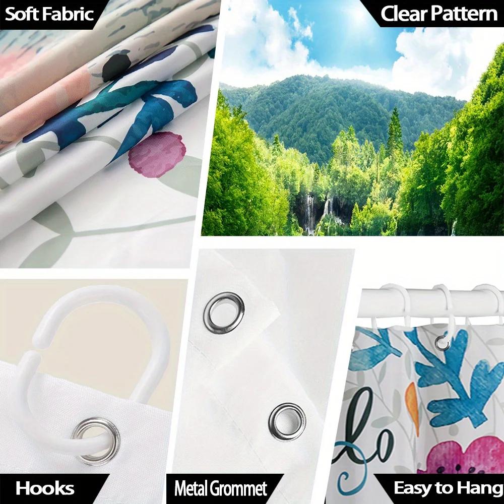 Scenic Lake Shower Curtain - Lush Forest & Clear Water Theme For Bathroom Decor, Adds Nature'S Tranquility And Beauty