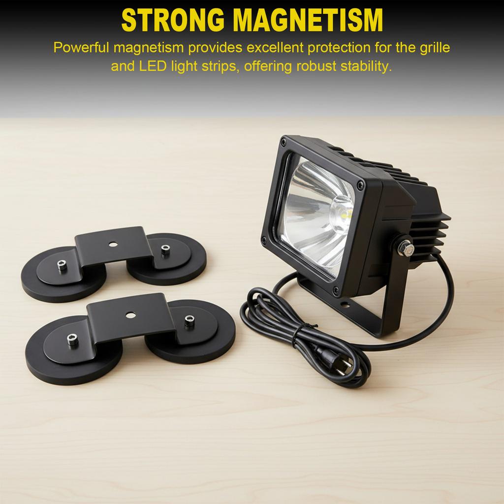 2PCS Magnetic Base Light Bar Mounts Universal Fit Strong Sucker Holder W/Rubber Boot for LED Pod Work Lights Auxiliary Driving L