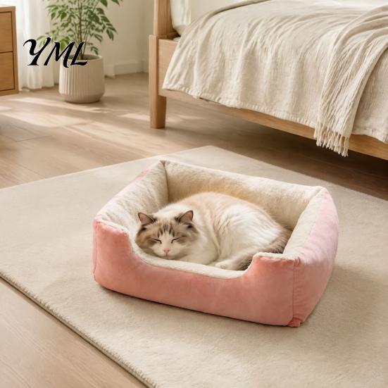 Plush Pet Mat for Sleeping Rectangular Cat Bed, Cozy Lounge Anti-slip Bottom, Bed with Bottom Washable Couch Indoor Cats Small Dogs Puppies Orthopedic