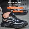 Non-slip Light Safety Shoes with Rotary Button Breathable Work Shoes Men Industrial Construction Comfortable Safety Toe Sneakers