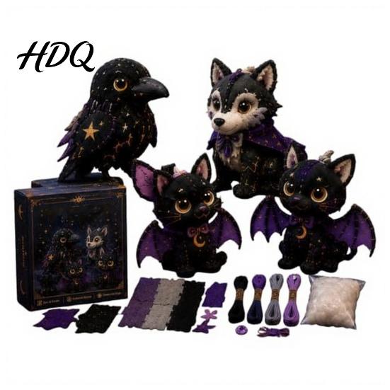 Fabric Sewing Kit Halloween Friends Patchwork Kit Animal DIY Make 4 Beginner