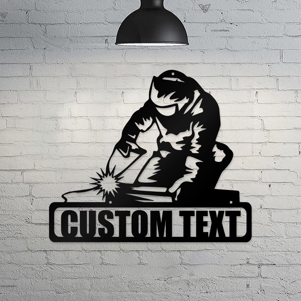 Exclusive Tailorable Classic Welder Metal Sign Personalized Iron Wall Art Sports Themed Outdoor Room Welder Gift