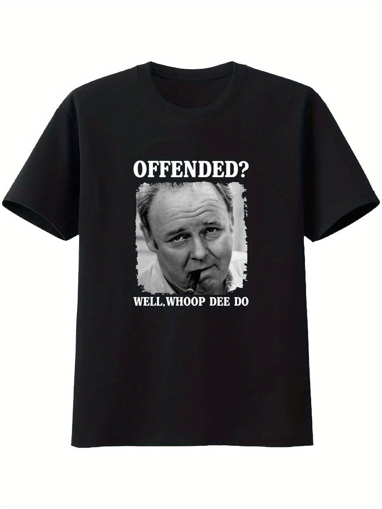 Mens Archie Bunker Whoop Dee Do Retro 70s TV Show TShirt  Vintage Well Offended  Iconic Bunker Face Print Breathable S