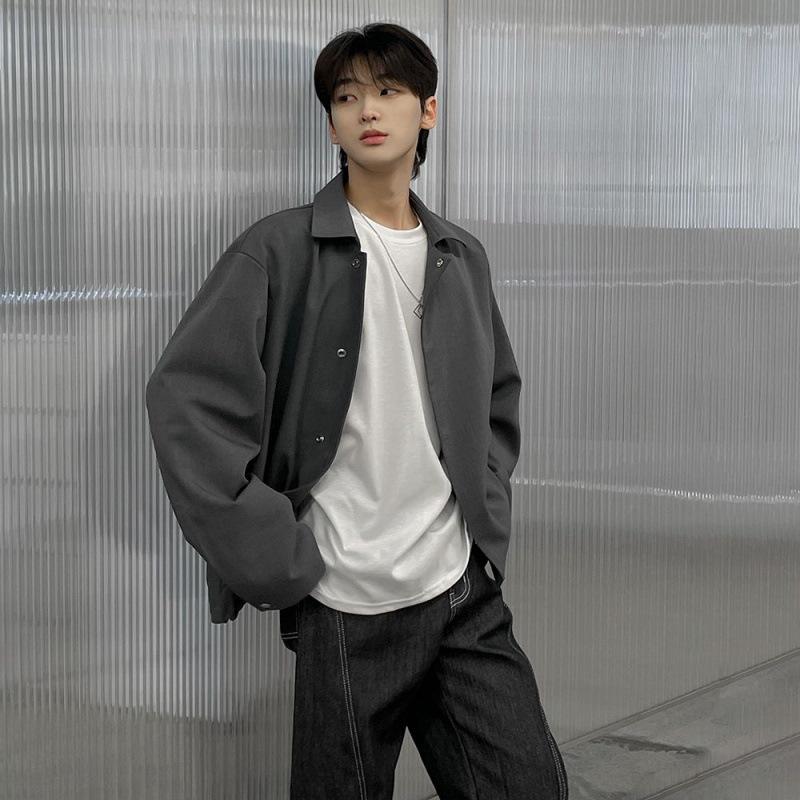 Lapel Jacket Men's Spring New Versatile Loose Top Korean Style Trendy Simple Jacket