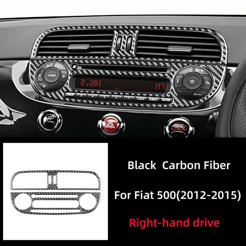 For Fiat 500 2012-2015 Accessories Real Soft Carbon Fiber Car Central Control CD Air Vent Decoration Sticker Cover Trim