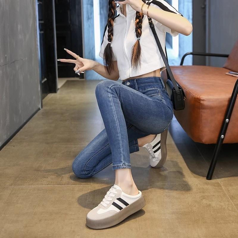 Fashion Women Casual Shoes Fashion Baotou Half Slippers Lace Up Platform Slippers for Women Sport Slippers Slip-On Loafers Zapatos Mujer