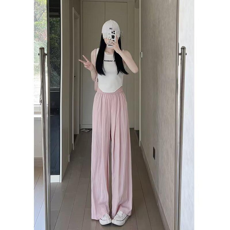 

Летние новые ленивые драпированные плиссированные брюки свободного покроя прямого покроя XXL розовый