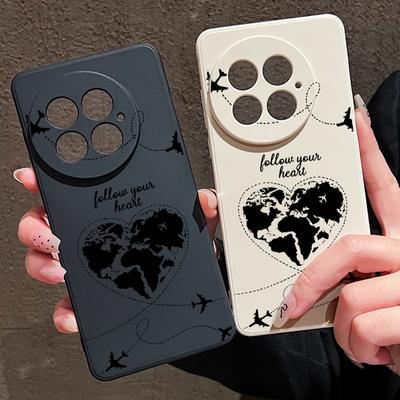 Airplane Heart Map Print Case For OnePlus 15 13 13T 12 Soft TPU Silicone Cover For Oneplus Nord 5 13R 12R 11R 5G