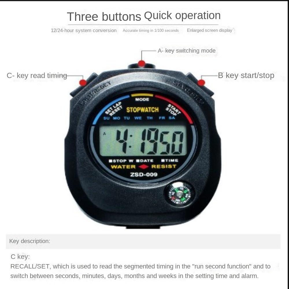 Waterproof LCD Sports Stopwatch Professional Electronic Chronograph Stopwatch Training Timer