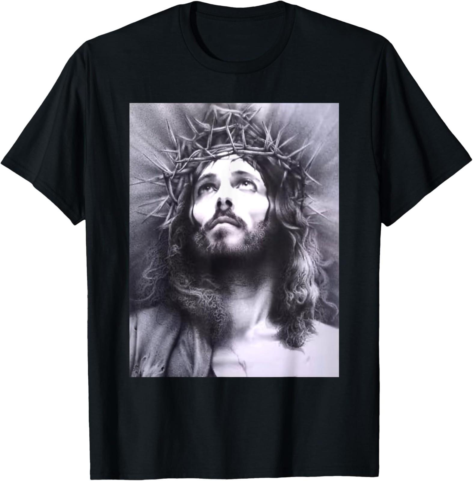 NEW LIMITED Face Of Jesus On A Cross With Crown Of Thorns T-Shirt L