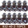 Medeltida Slottssoldat Figurer Byggklossar Militär Armé Riddare Romersk Krigare Infanteri Milis Orcher Tillbehör Klossar Leksaker