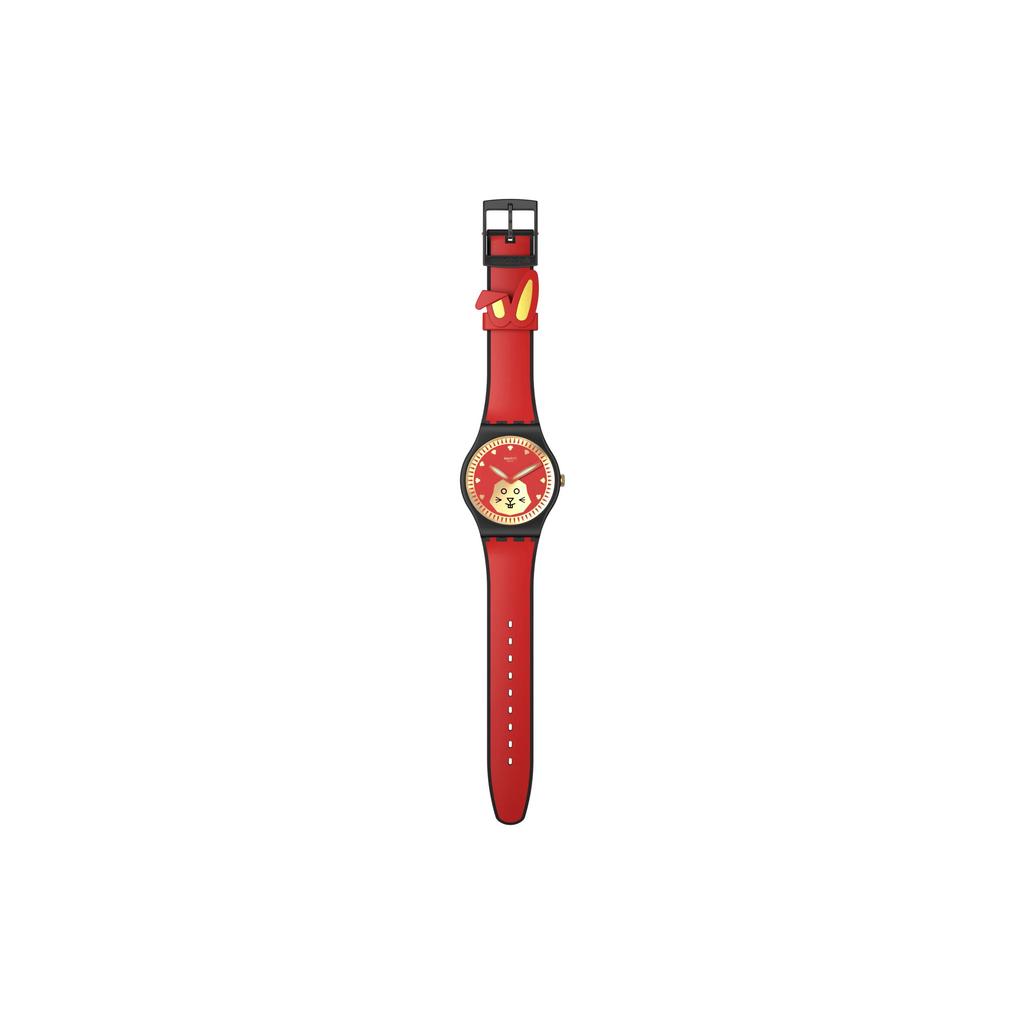 Swatch Quartz Movement 30 Meters Water Resistant Watch 41 Mm Red Dial Plant Ceramic Case Silicone Strap Unisex watches SO32Z107