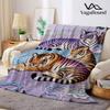 Embroidery Pink Tiger Printed Blanket Suitable for Sofas Beds Offices Travel Camping Chairs Warm Plush Blanket