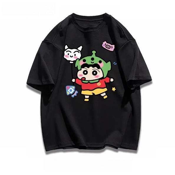 

2026 Summer Comic Form Crayon Shinchan Image 100 Cotton Printed Oversize Casual Tshirt Adult Children Parentchild Top y2k S