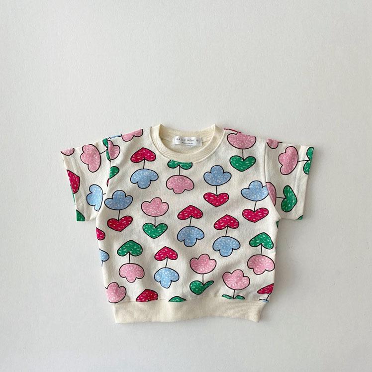 Korean Style Summer Balloon Sleeve Toddler Two-Piece Shorts Set