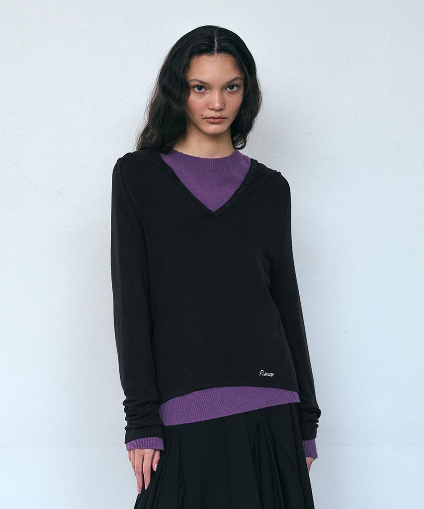 PISCESS Button-Up Slim Fit Hoodie_Black