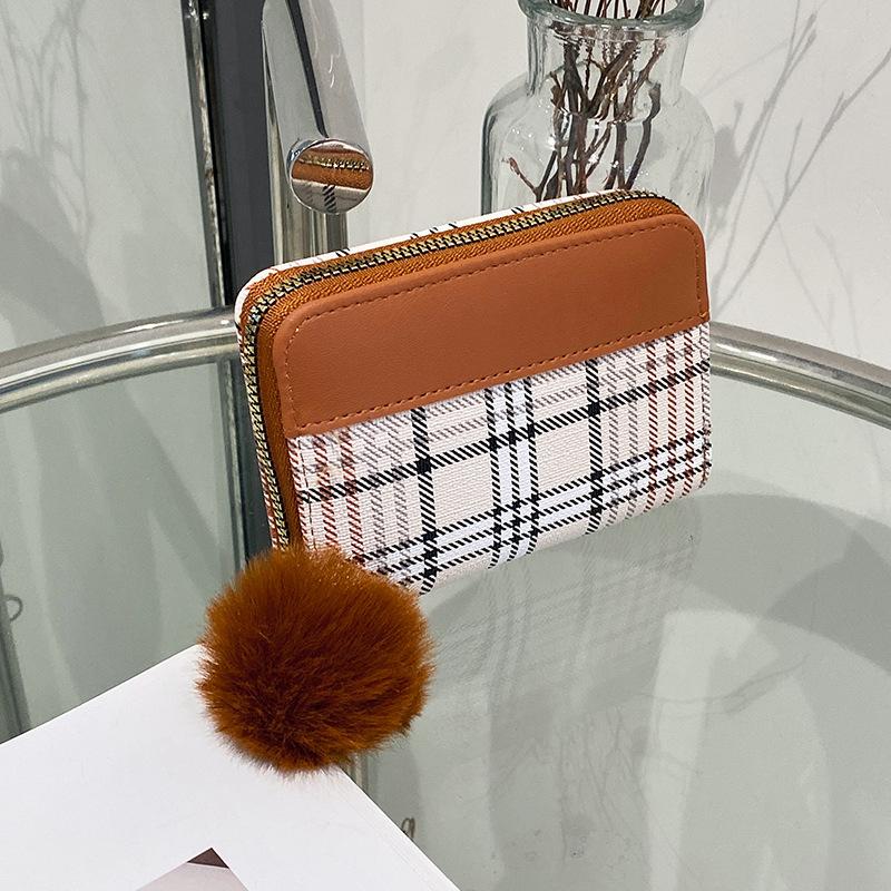 Модный клетчатый кулон кошелек на молнии новая женская сумка с отделением для карт коричневый 1989₽