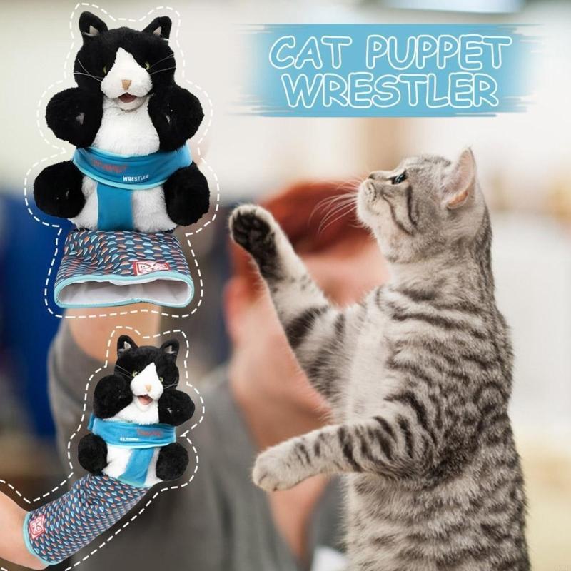 Cats Wrestler Hand Puppet Plush Toy for Interactive Pet Fun Play Stuffed Animal
