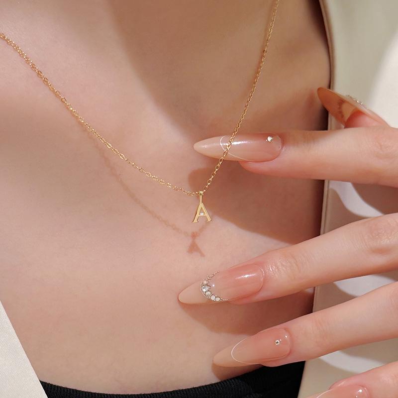 Collier Initial Personnalisé en Argent Sterling 925 - Pendentif Alphabet pour Femme Chaîne Clavicule Tendance Bijoux