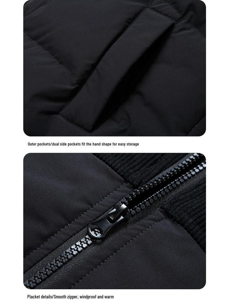 2025 New Unisex Color Block Thick Down Jacket with Stand Collar for Winter Warmth