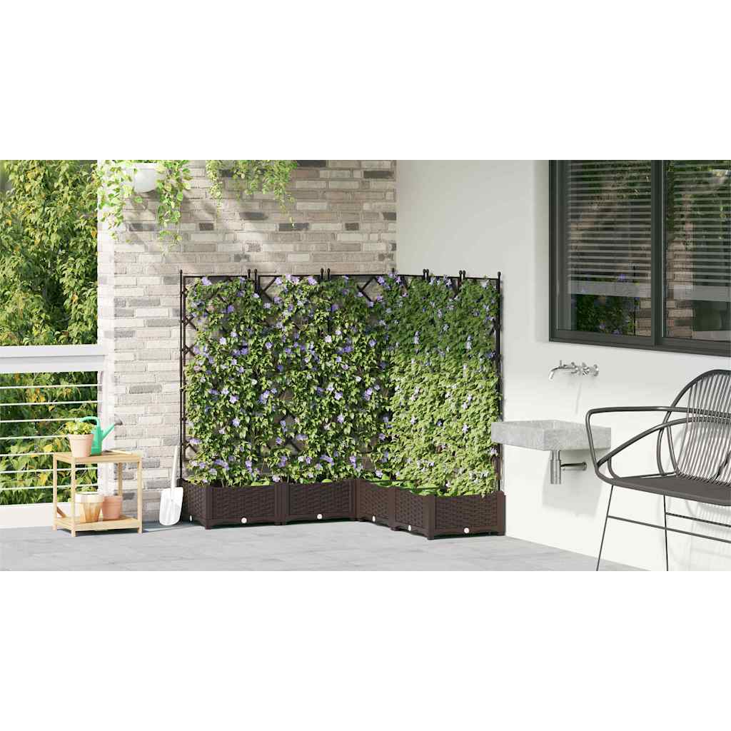 Garden Planter Set 5 Pcs Brown 120 X 120 X 125.5 Cm Plastic