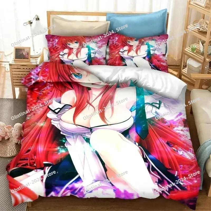 Anime High School DxD Bedding Set Printed Single Comforter Quilt Bed Cover Duvet Cover Pillow Case 3 Pieces Sets Kids Adult Size