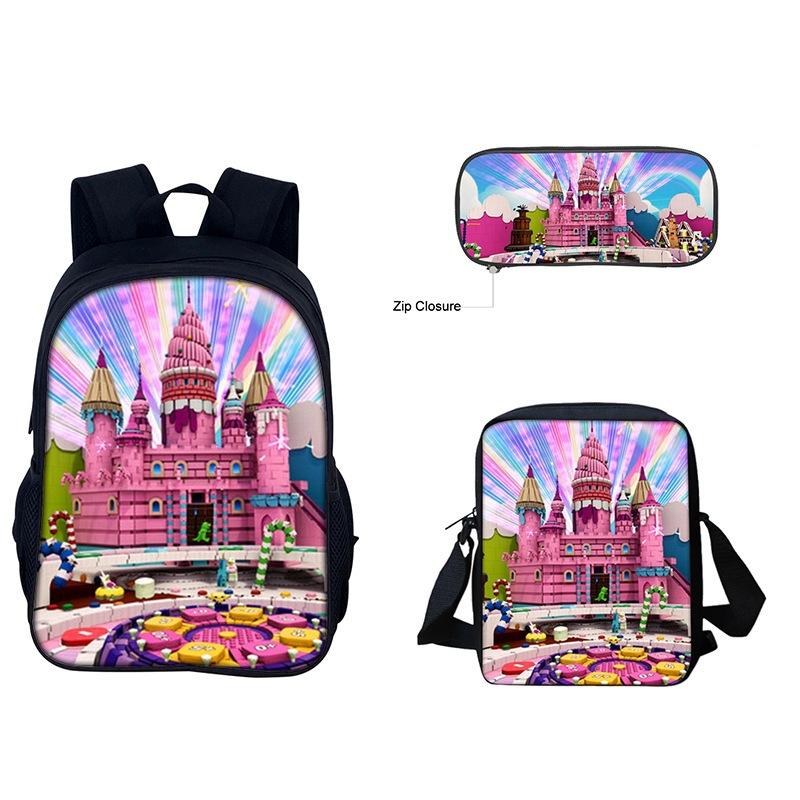 Print Backpack 3-Piece Set for Kids, Waterproof, Large Capacity, School Gift