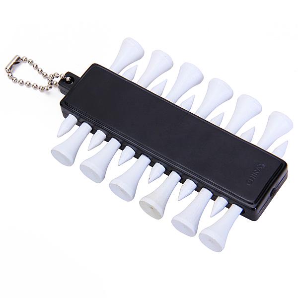 Golf Tee Holder Organizer Carrier Keychain With 12 Wooden Tees Markers