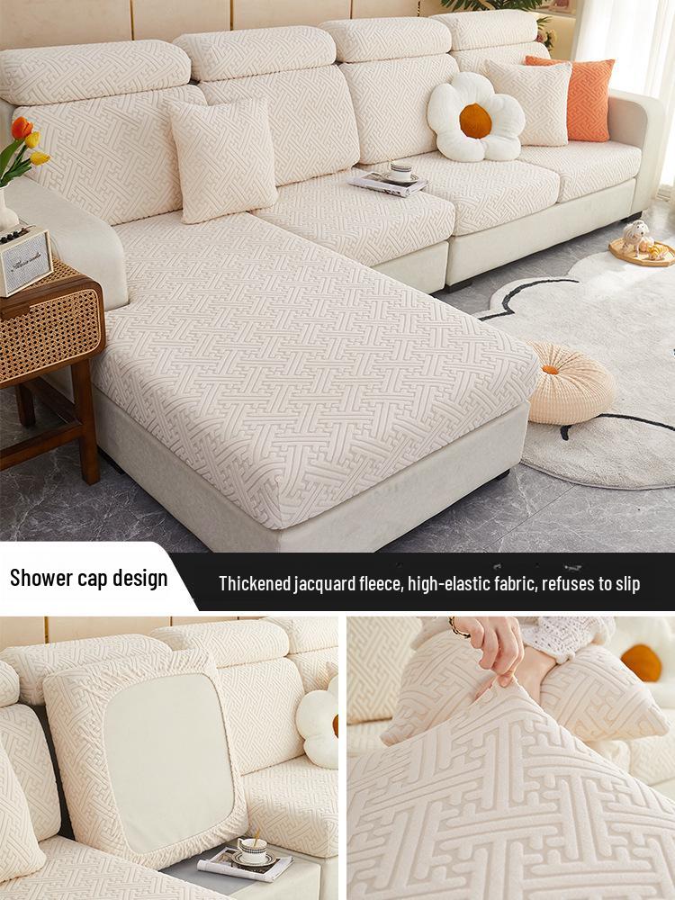 Thickened Non-Slip Polar Fleece Sofa Cover: Elastic, Full Coverage, Dustproof, High-Grade Design
