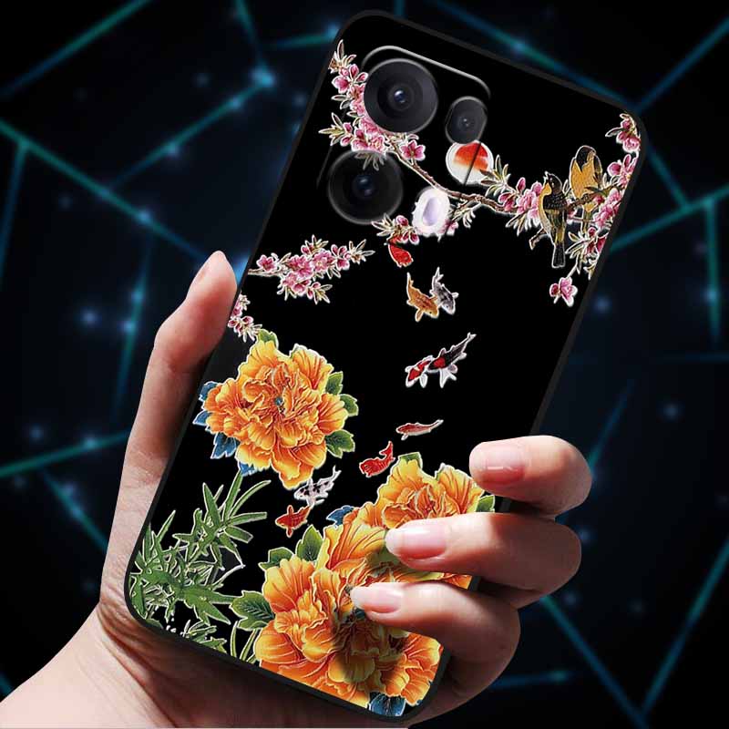 3D Flowers Emboss Fundas For OPPO Reno 13 Reno13 Pro 13F 5G Case Soft Silicone Phone Case for OPPO Reno13 Pro Back Cover Coque