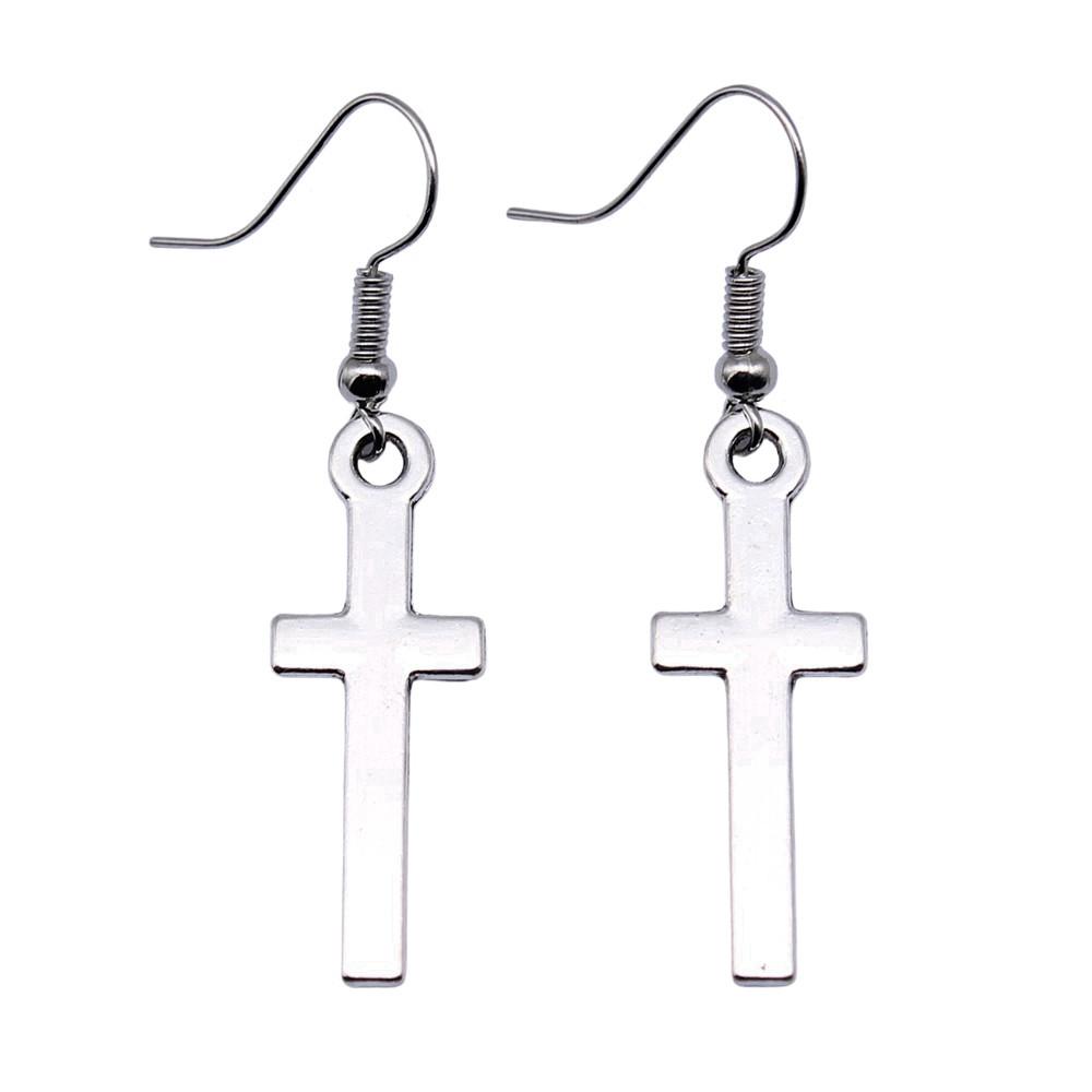 Cross Dangle Earrings Minimalist Gothic Christian Symbol Drop Earrings Girl Jewelry