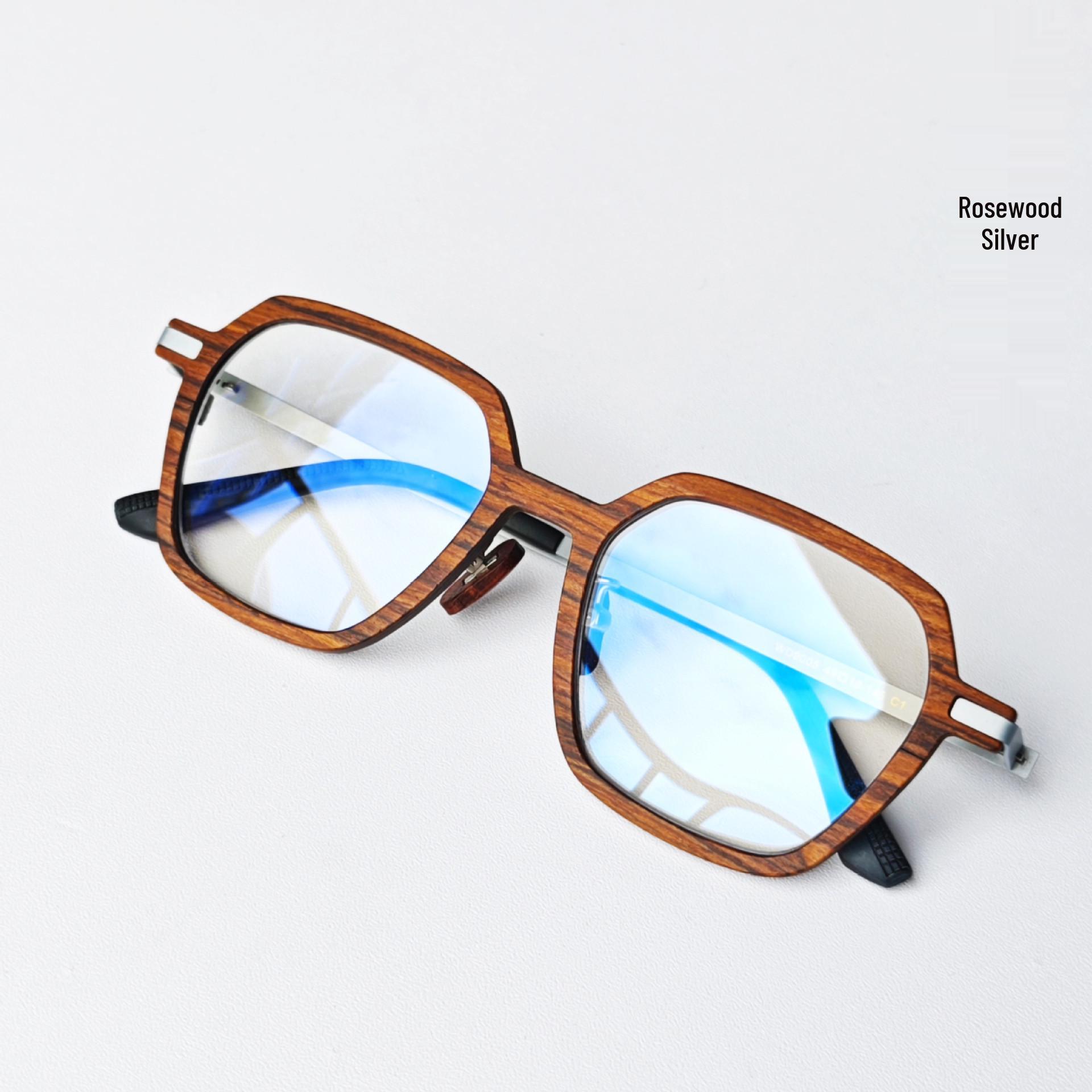 Artistic Unisex Sandalwood Optical Glasses with Retro Square Frame