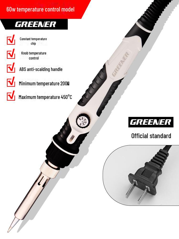Green Forest Adjustable Temperature Electric Soldering Iron Tool - High Power, Internal Heating, Constant Temperature, Household & Student Use.