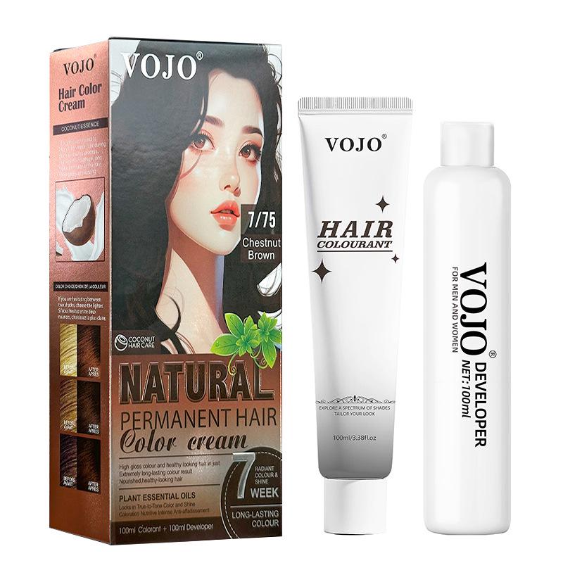 All-in-One Cross-Border Hair Dye Kit: Easy Full-Color Cream with Built-in Comb for Beginners