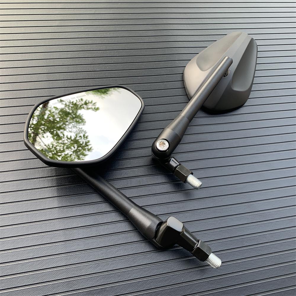 Motorcycle Black Universal 10mm Side Mirror Rearview Mirror Anti-fall Folding Oval