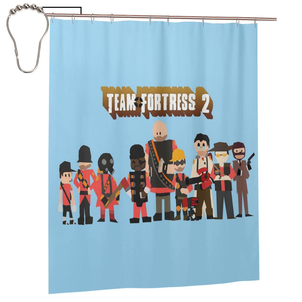 

Team Fortress Shower Curtain Bathroom Polyester Waterproof Bath Curtains With Hooks W60H190(CM)-1 Pcs