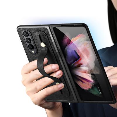Front Tempered Glass Film Folding Case For Samsung Galaxy Z Fold 4 Fold3 Fold4 Fold2 Fold 3 2 Non -Slip Wristband Leather Cover