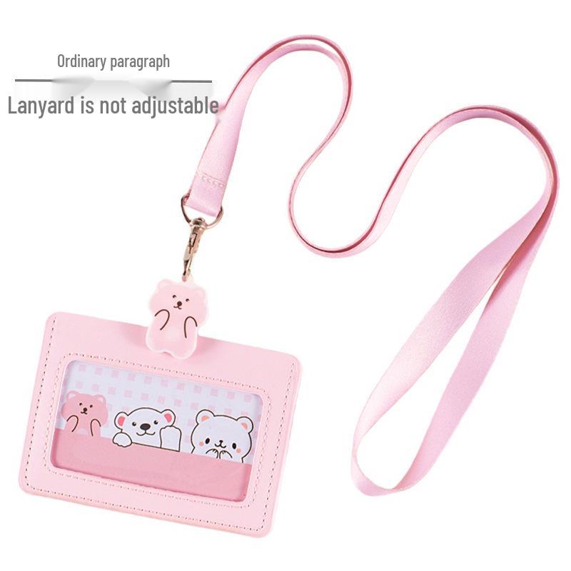 PU Faux Leather Multi-Slot ID Card Holder with Custom Student Cartoon Design