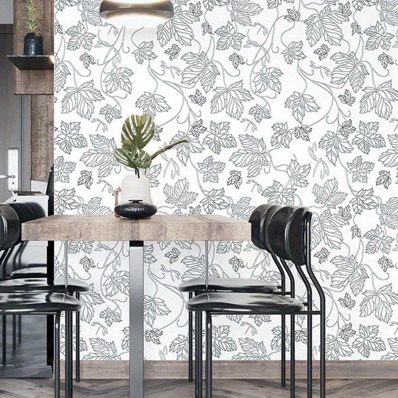 1 Roll Thickened Wallpaper – Living Room Background Decor, Bedroom Sketch Floral Stickers, Gold & Black Flowers, Removable Bohemian Retro Wallpaper