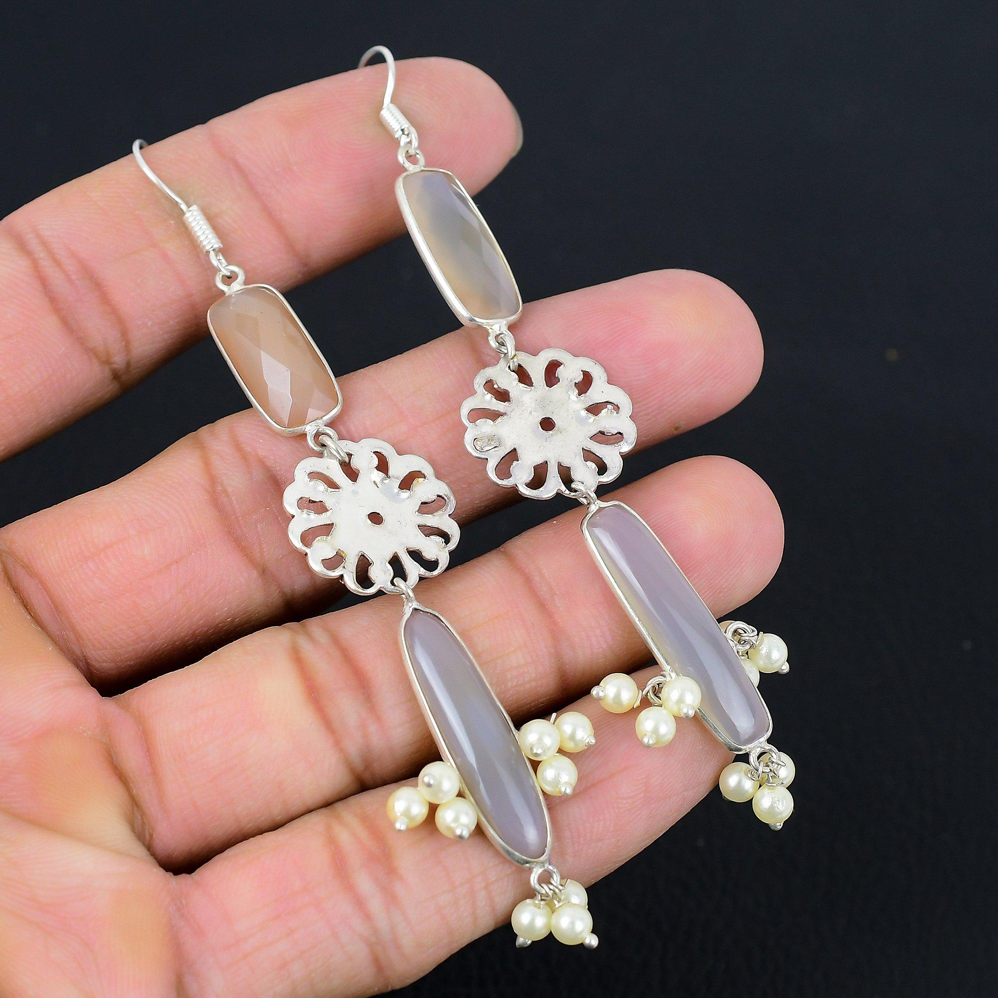 

Radiant Natural Montana Agate Hook Dangle Birthday Earrings 925 Sterling Silver