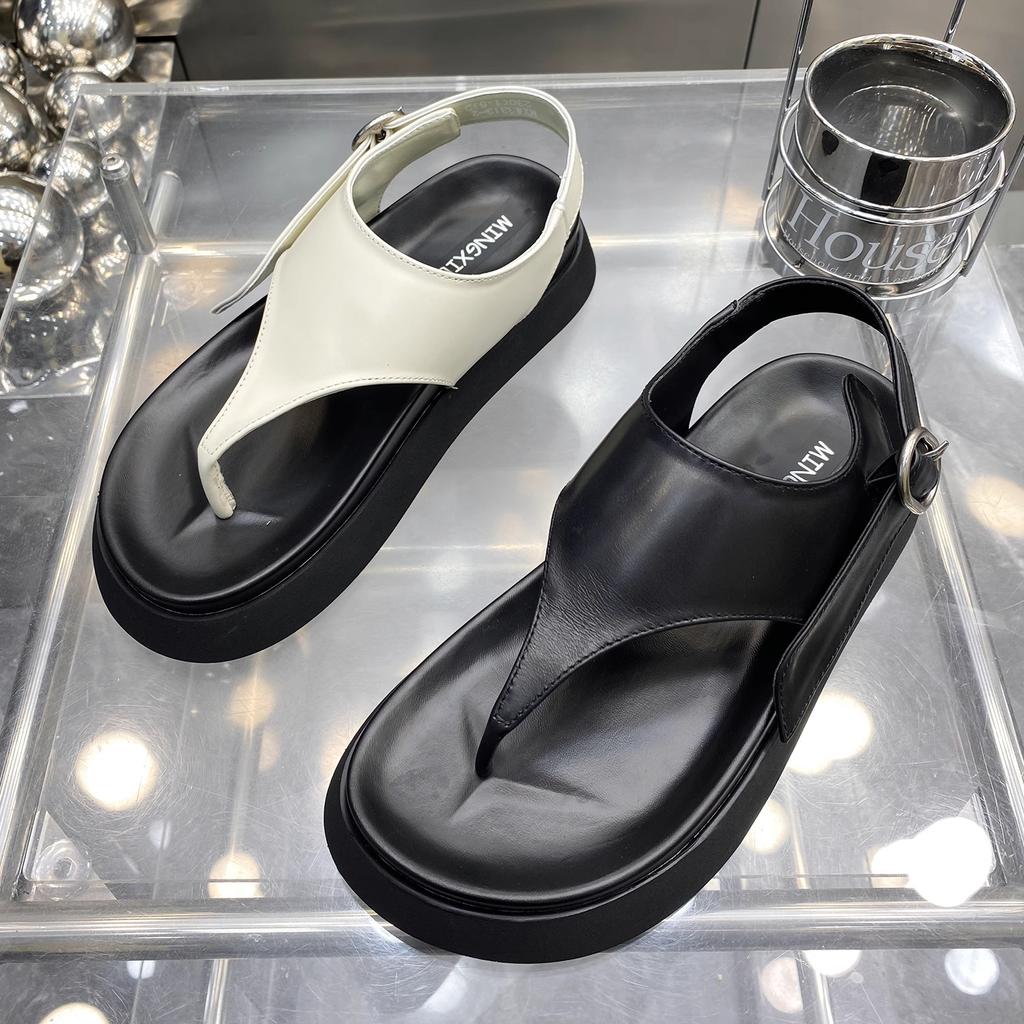 European Station 2025 Summer New Fetal Cow Pure Leather Platform Casual Sandals Fashion Simple Versatile Toe Sandals Women