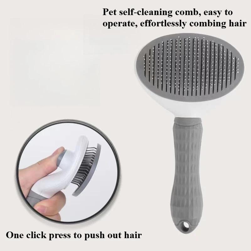 One click cleaning hair removal steel needle brush,cat and dog long hair knot opening massage comb,household pet beauty products
