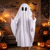 Túnica Fantasma Pullover Disfraz de Halloween para Niños Adultos, Disfraz de Fiesta Cosplay, Capa Blanca Espeluznante con Agujeros Negros para Ojos Ropa Ligera