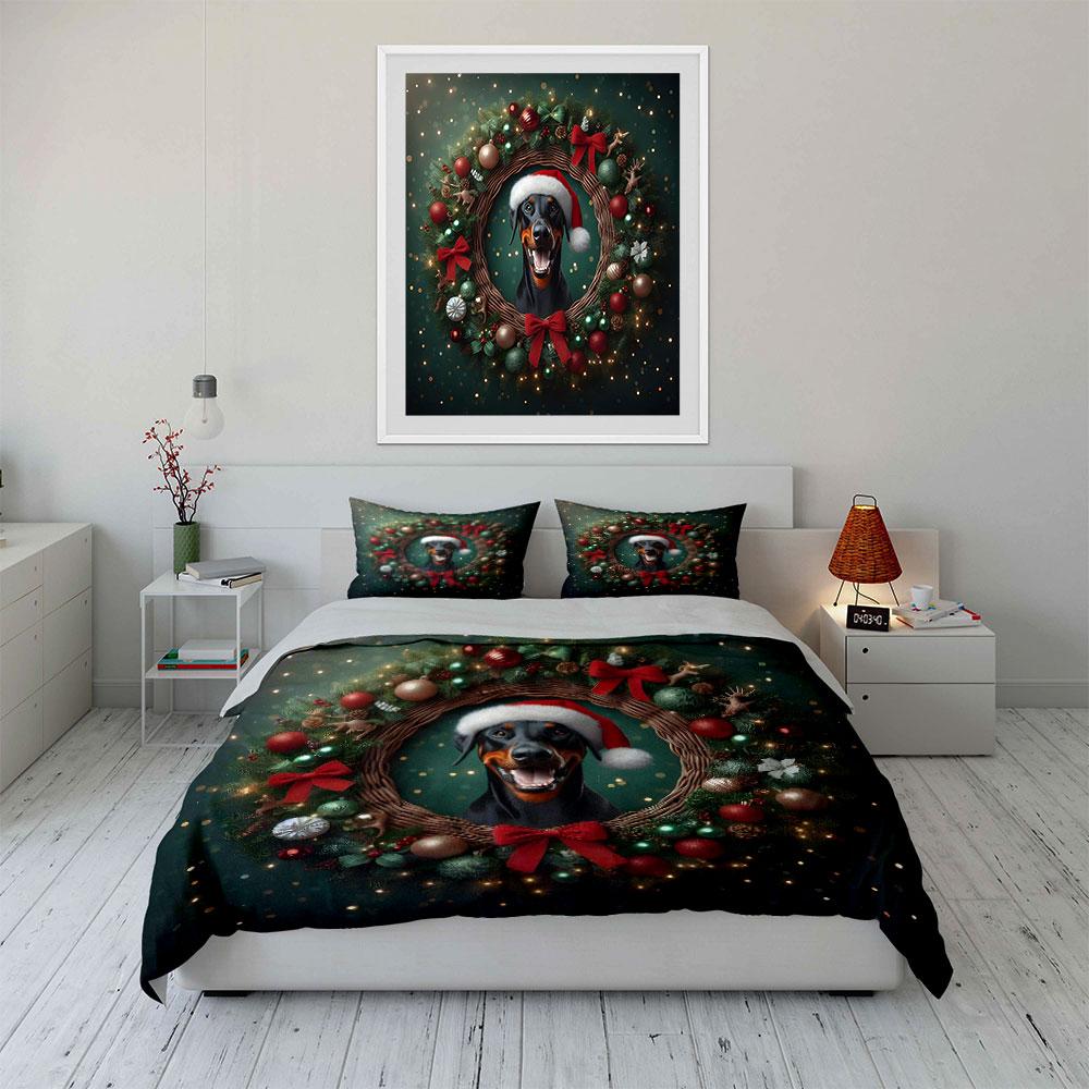 Festive Canine Charm Bedding Sets Duvet Cover Sets Duvet Covers Pillowcases(1*Duvet Cover 2*Pillowcases Without Duvet Insert)