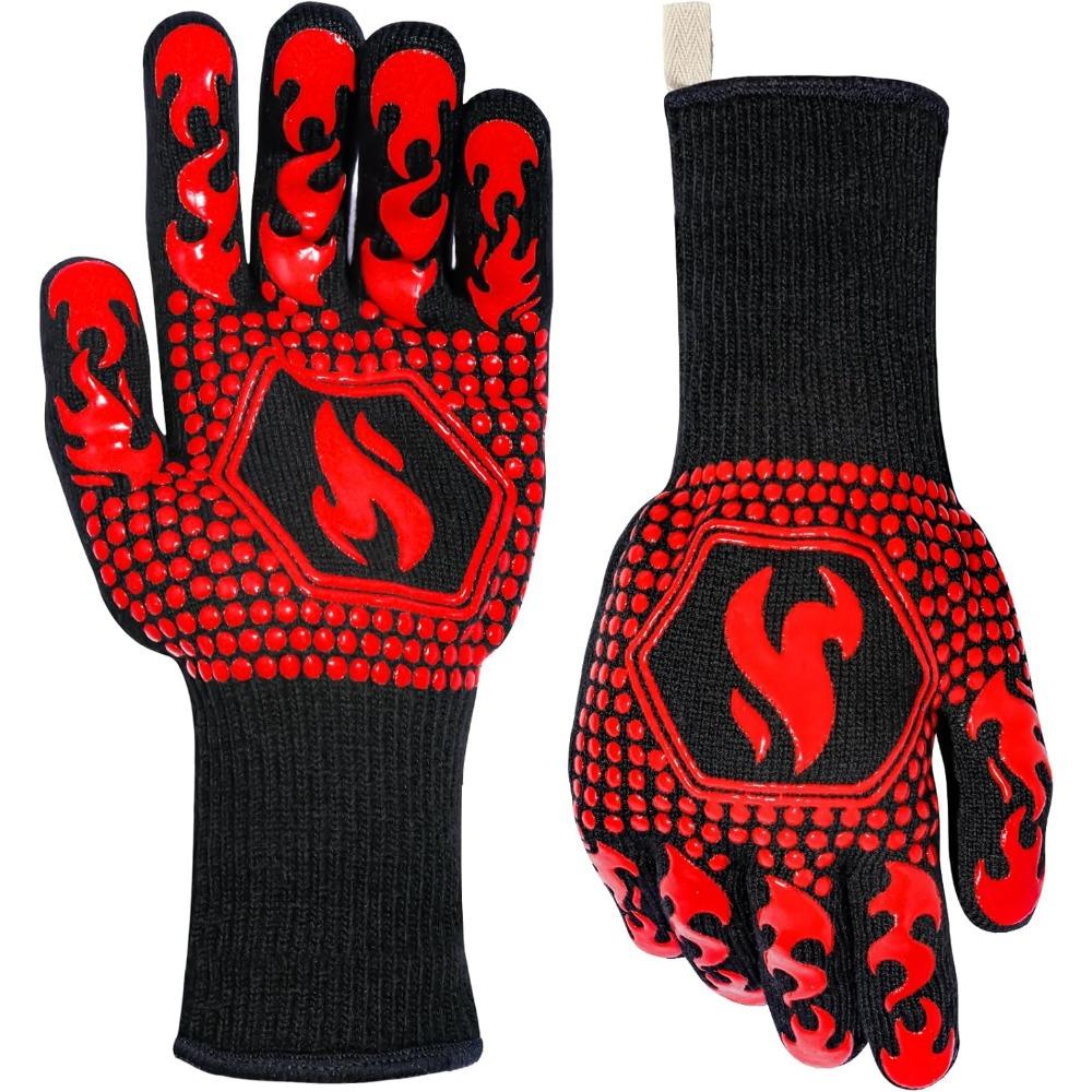 BBQ Gloves, Oven Gloves 1472℉ Extreme Heat Resistant, Grilling Gloves Silicone Non-Slip Oven Mitts, Kitchen Gloves 1 Pai