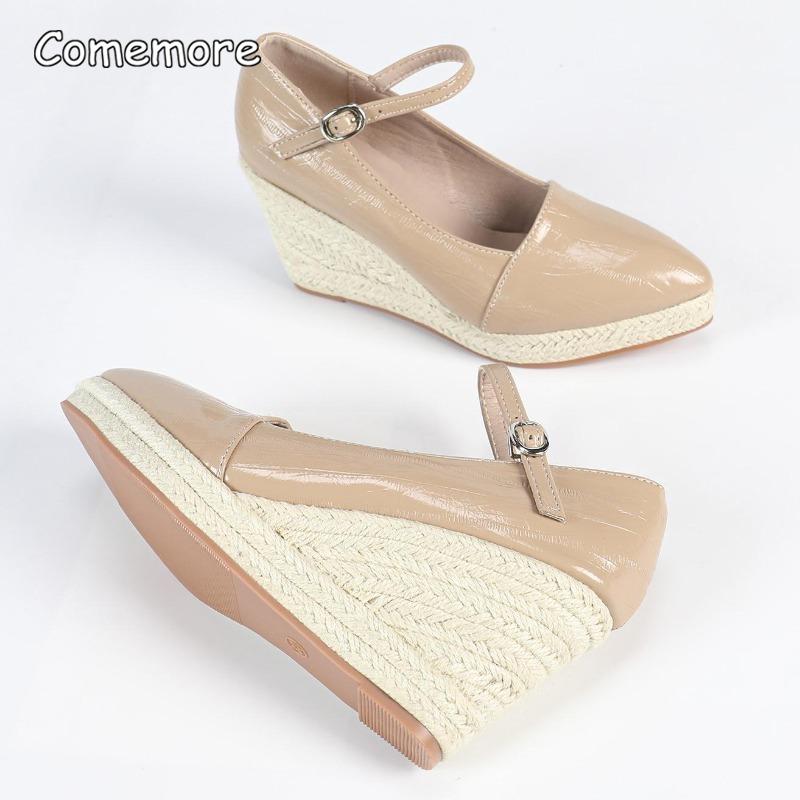 Pointed Toe Chunky Heel Platform Sandals Women's Buckle Strap Wedges Thick-sole Casual Pumps Shoes Size 35-42 Zapatos De Mujer