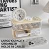 Double Layer Transparent Cable Organizer Box PP Material Dustproof Data Cable Storage Container for Desktop Office Home Dorm
