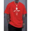 Men's Summer 100 Cotton Fashionable Casual Loose Plus Size Retro Cross Print Sports Round Neck Short Sleeved T-shirt Top