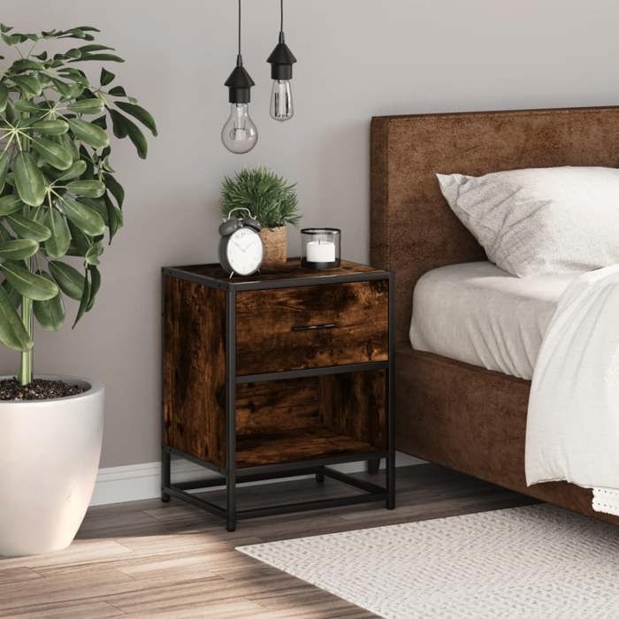 VidaXL Bedside Table Smoked Oak 40x31x50 Cm Engineered Wood 848688